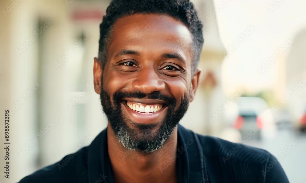 Delighted Man with Beard Smiling for the Camera Delighted Man with Beard Smiling for the Camera