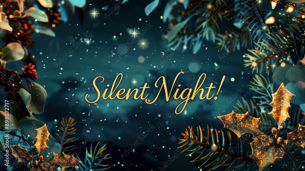 A festive winter scene with the words A festive winter scene with the words