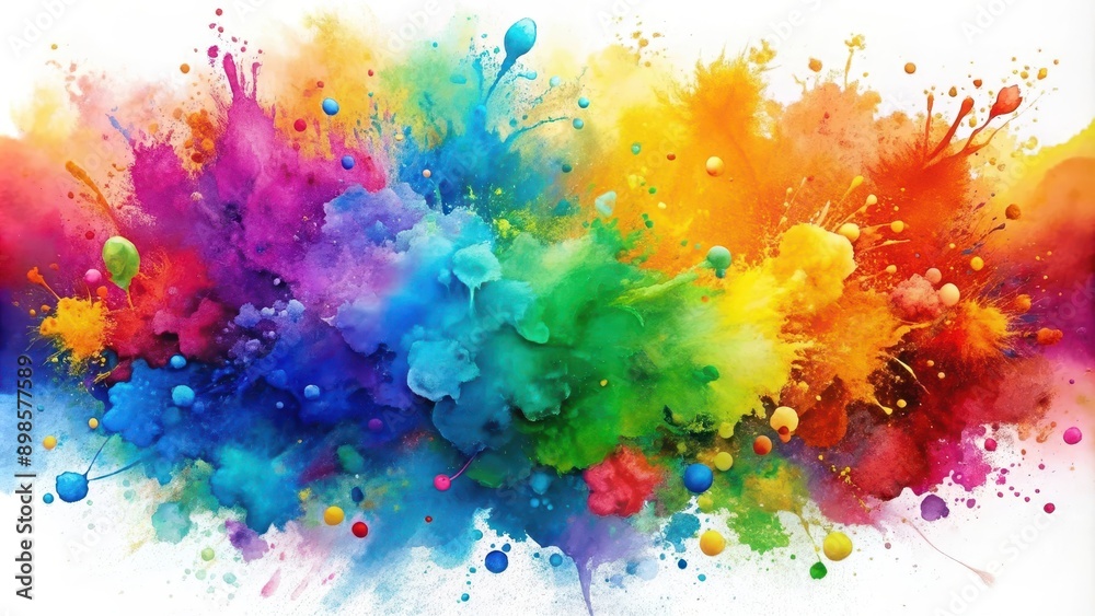 Fototapeta premium Bright and vibrant watercolor painting with paint splash elements , artistic, colorful, abstract