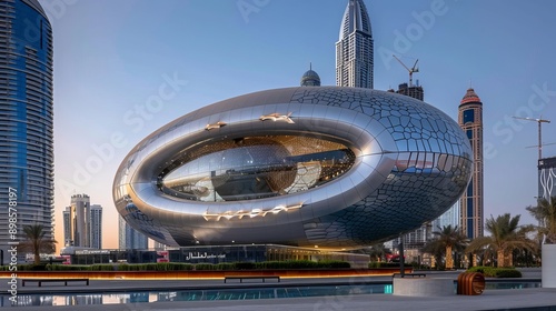 Dubai, UAE , United Arab Emirates. November 28th, 2022. Egg shape building, Museum of the future at Sheikh Zayed Road