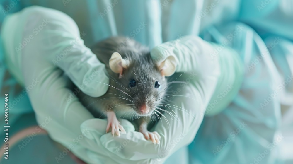 The veterinarian is holding a rat. Veterinary examination. Healthy pet. The veterinarian is holding a rat. Veterinary examination. Healthy pet.