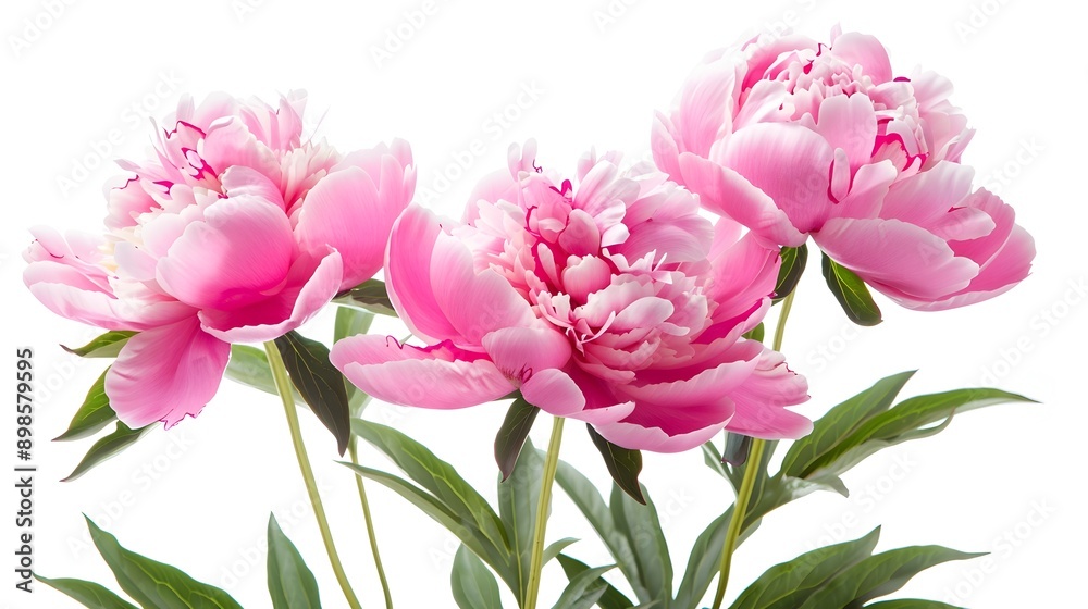 Blooming Peonies on White Elegant Floral Photograph Blooming Peonies on White Elegant Floral Photograph