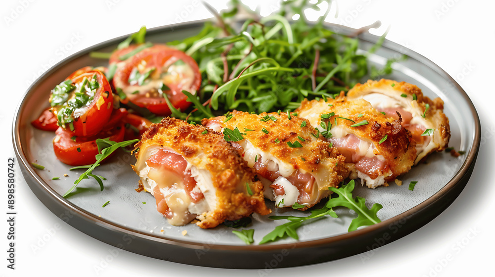 Crispy Breaded Chicken Cutlets with Parsley Garnish. Crispy Breaded Chicken Cutlets with Parsley Garnish.