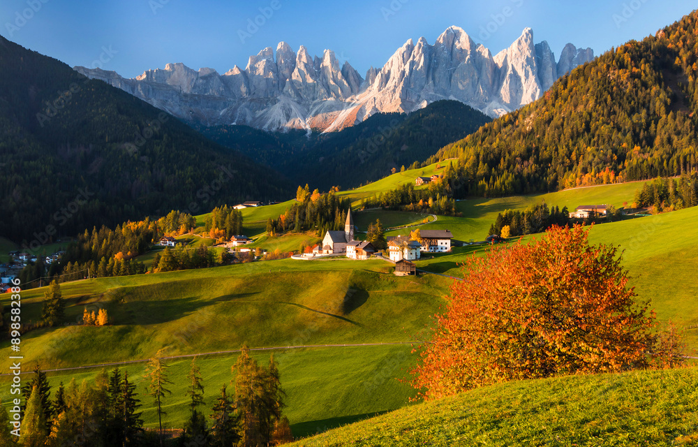 Autumn alpine landscape with swiss mountains