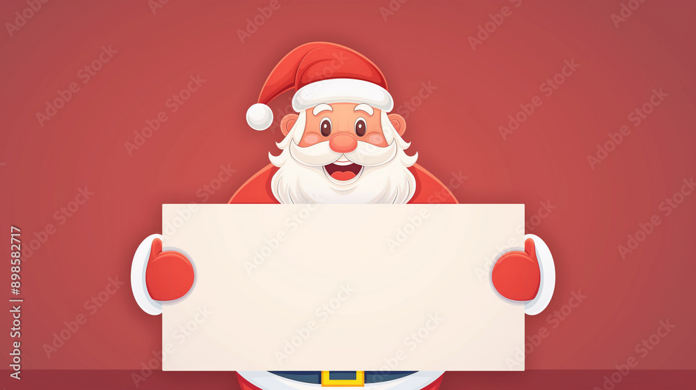 サンタクロースが空白の紙を持つクリスマスのフレーム背景イラスト。コピーまたはテキストスペース。AI生成画像 サンタクロースが空白の紙を持つクリスマスのフレーム背景イラスト。コピーまたはテキストスペース。AI生成画像