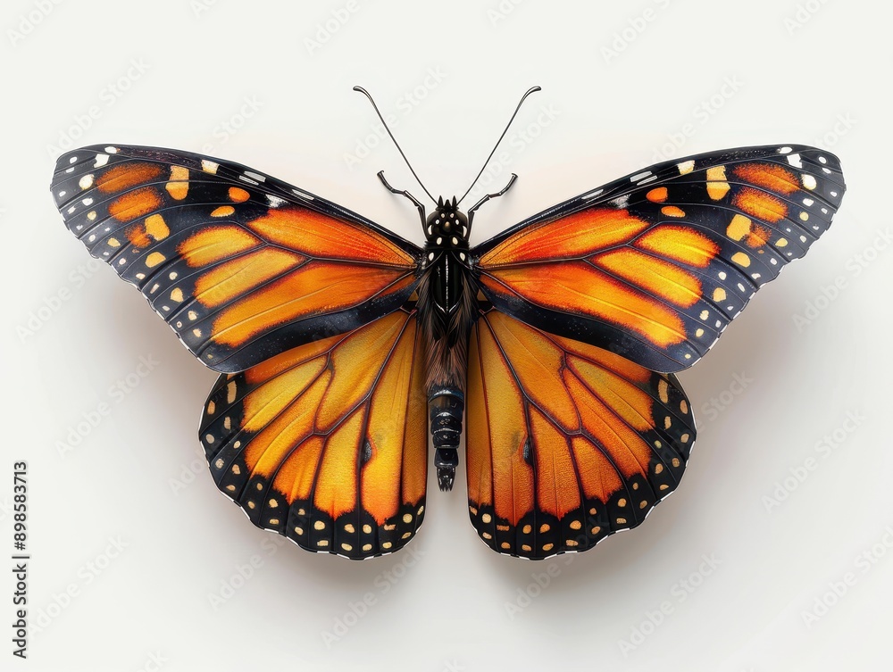 Fototapeta premium Majestic Monarch Butterfly with Open Wings, Isolated on Transparent Background