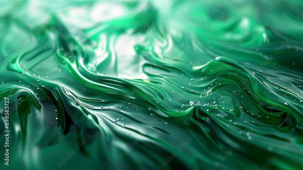 Abstract liquid forms in vibrant green with fluid motion. Abstract liquid forms in vibrant green with fluid motion.