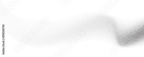 Noisy grain gradient wavy background. Sand texture on white bg. Dotted stipple effect. Vector grunge curve and dissolve shadow. Black powder particles tone.