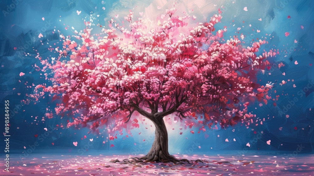 Vibrant pink cherry blossom tree in full bloom. Vibrant pink cherry blossom tree in full bloom.