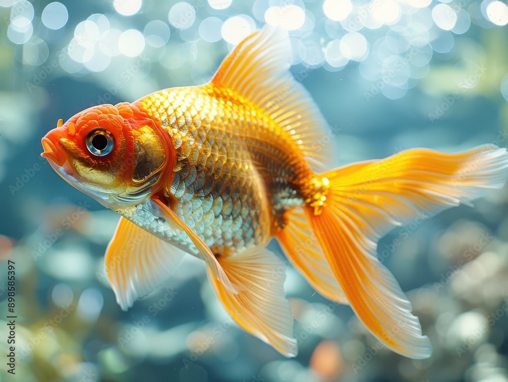 Majestic Goldfish Swimming in Transparency - High-Resolution Aquatic Life with Elegant Fins and Scales on Isolated Background Majestic Goldfish Swimming in Transparency - High-Resolution Aquatic Life with Elegant Fins and Scales on Isolated Background