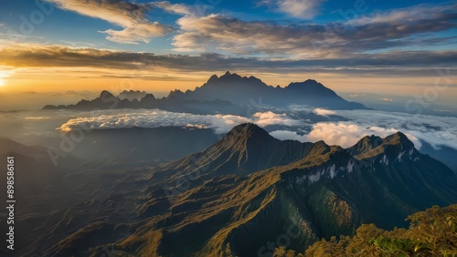 High angle shot photo of Kinabalu Mountain photo