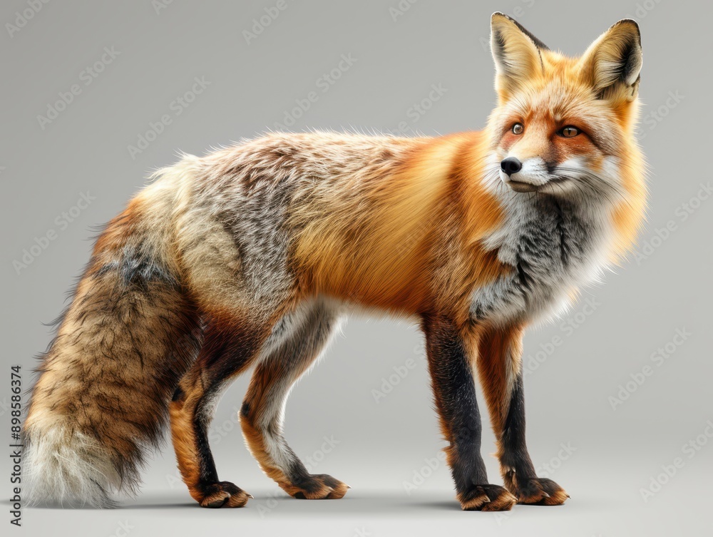 Fototapeta premium Majestic Red Fox Standing Proudly on Transparent Background