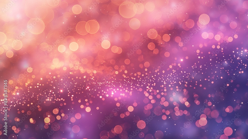 Glittering background of orange and purple bokeh light
