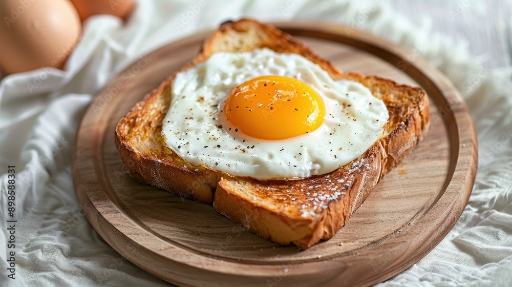 Toast bread with fried egg. Breakfast of chicken eggs Toast bread with fried egg. Breakfast of chicken eggs