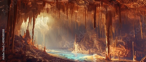 Underground cavern, hidden wonders, stalactites and stalagmites photo