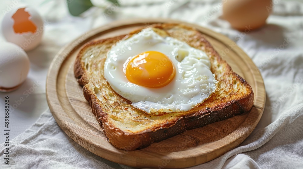 Toast bread with fried egg. Breakfast of chicken eggs Toast bread with fried egg. Breakfast of chicken eggs