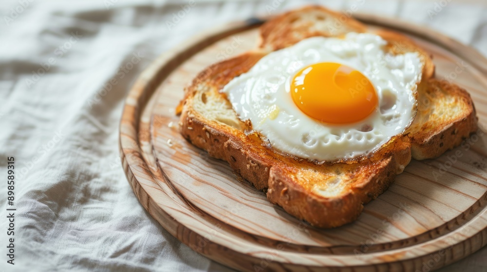 Toast bread with fried egg. Breakfast of chicken eggs Toast bread with fried egg. Breakfast of chicken eggs