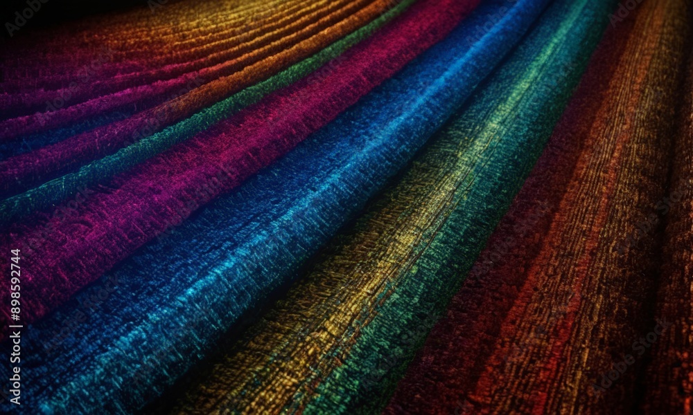 Obraz premium close-up of a colorful fabric with a rainbow-like pattern.
