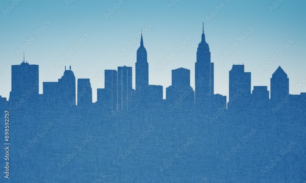 Naklejka premium silhouette of a cityscape with tall buildings.