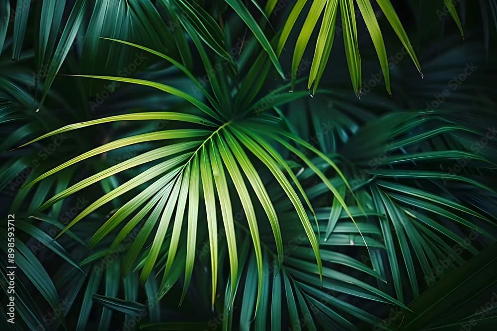 Fototapeta premium closeup nature view of green leaf and palms background. Flat lay, dark nature concept, tropical leaf