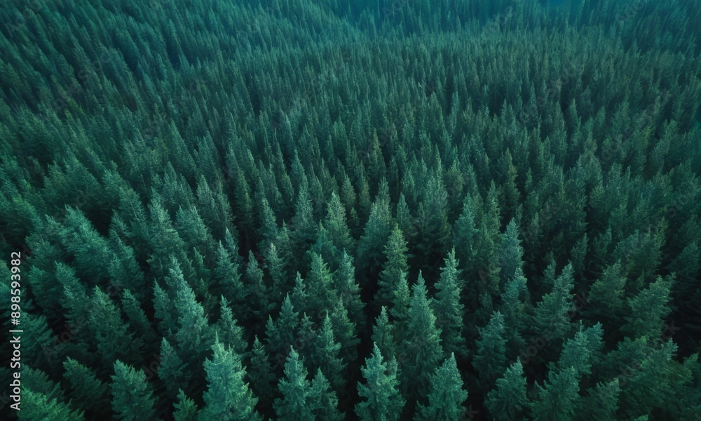 Aerial view of a dense forest