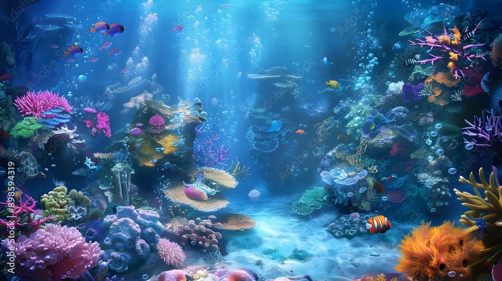Fototapeta premium Mesmerizing Underwater Seascapes Teeming with Vibrant Marine Life