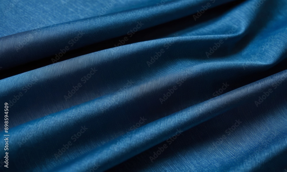 Obraz premium close-up view of a blue fabric, possibly silk or chiffon, with a smooth and shiny texture.