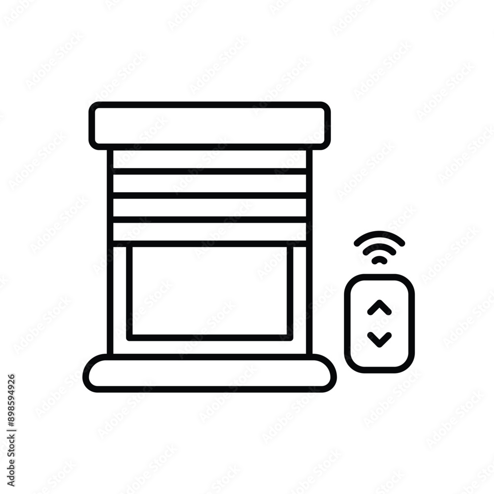 smart blind window line icon with white background vector stock illustration smart blind window line icon with white background vector stock illustration