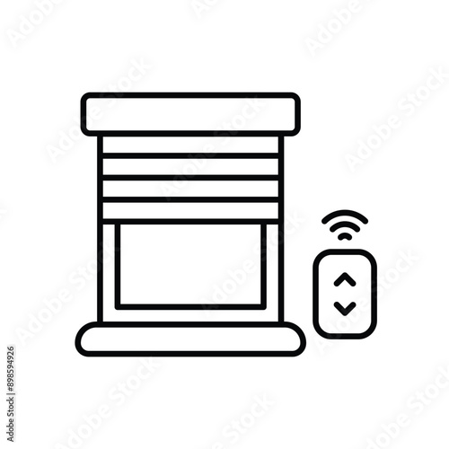 smart blind window line icon with white background vector stock illustration