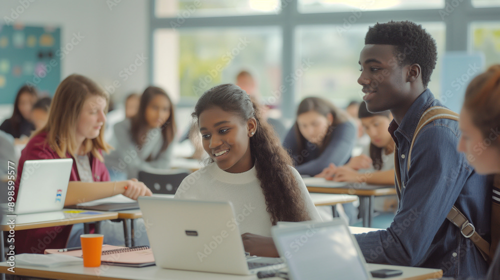 Engaged Learning: Diverse Students and Teacher Collaborate in Modern Classroom Setting Engaged Learning: Diverse Students and Teacher Collaborate in Modern Classroom Setting