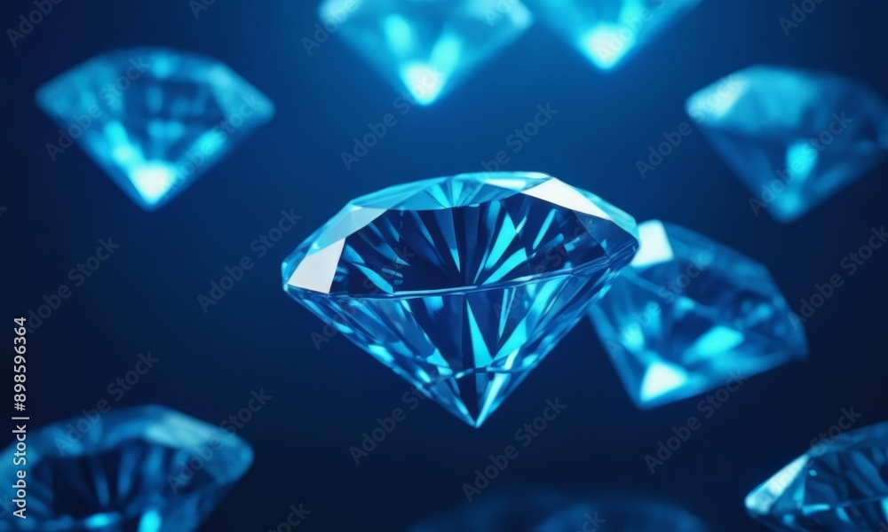 close-up view of several diamonds, with their bright blue color and intricate patterns, creating a visually striking and captivating scene. close-up view of several diamonds, with their bright blue color and intricate patterns, creating a visually striking and captivating scene.