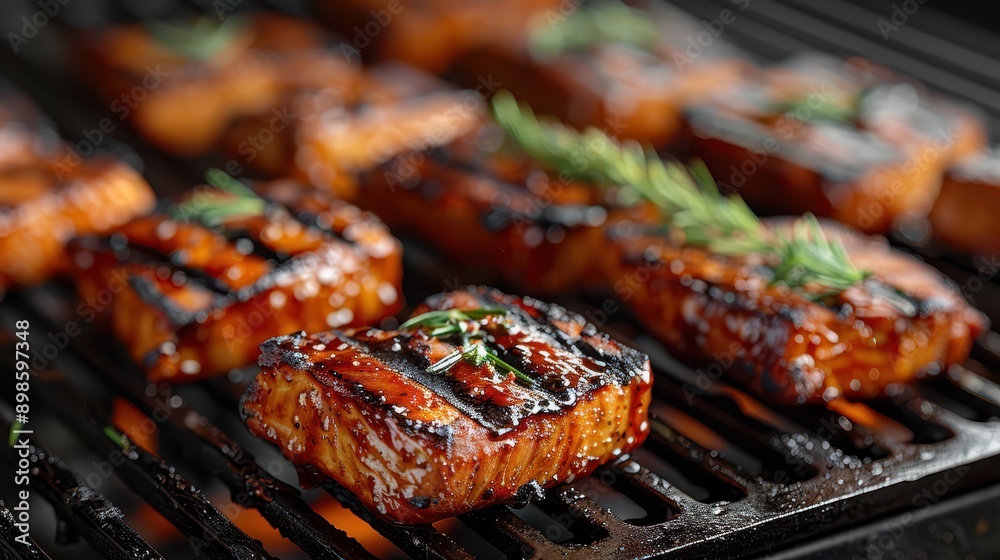 Brushing Oil on Grill - Culinary Preparation on White Background Brushing Oil on Grill - Culinary Preparation on White Background