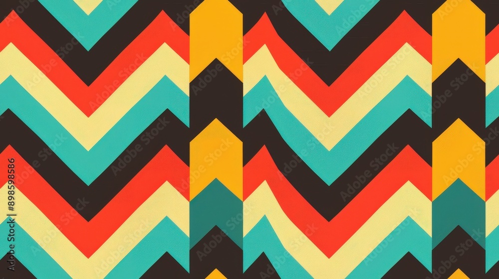 A striking zigzag pattern featuring bold colors creates an energetic atmosphere, perfect for contemporary interior design applications A striking zigzag pattern featuring bold colors creates an energetic atmosphere, perfect for contemporary interior design applications