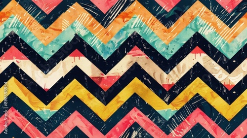 A striking zigzag pattern features vibrant colors that create a dynamic and eye-catching visual effect suitable for various design applications