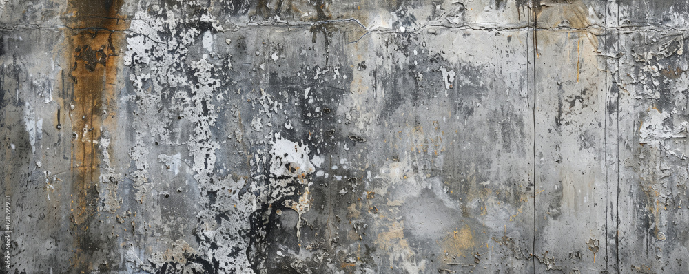 Obraz premium A concrete wall with an abstract, weathered texture and a central blank area for adding text. The roughness adds character and depth.