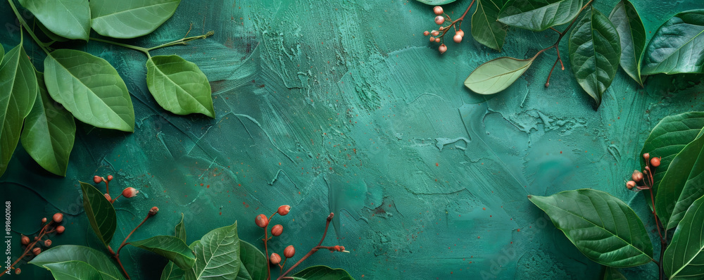 Celebratory end-of-the-week greeting on a fresh green surface, decorated with leaves and nature-inspired elements. Celebratory end-of-the-week greeting on a fresh green surface, decorated with leaves and nature-inspired elements.