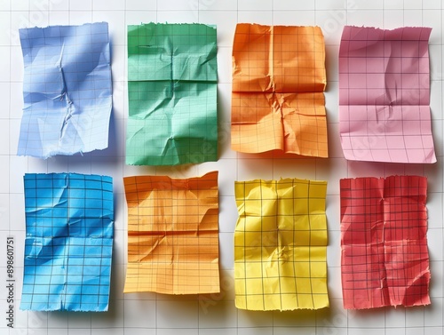 Vibrant Grid of Colorful Sticky Notes on White Background