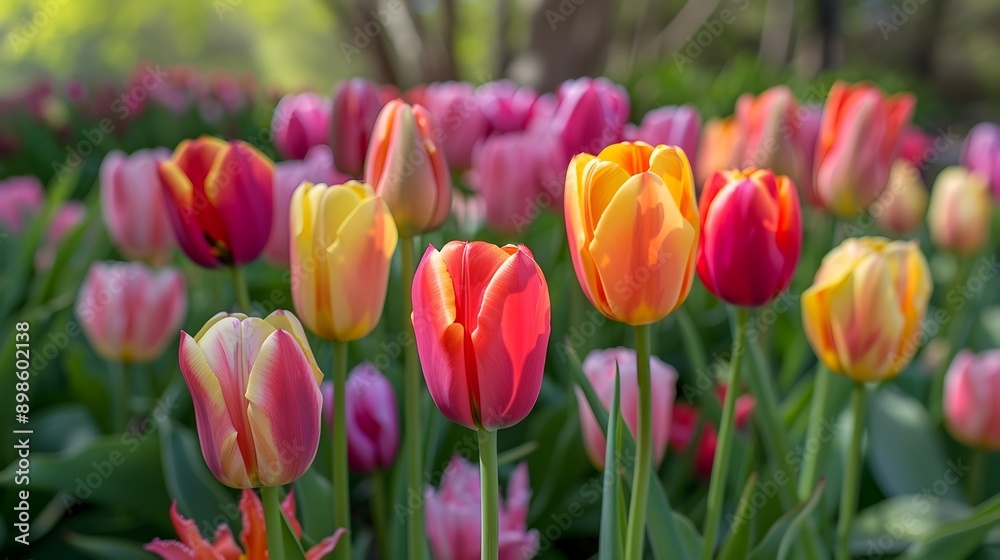 Vibrant Tulip Garden Bursting with Springtime Beauty and Color Vibrant Tulip Garden Bursting with Springtime Beauty and Color