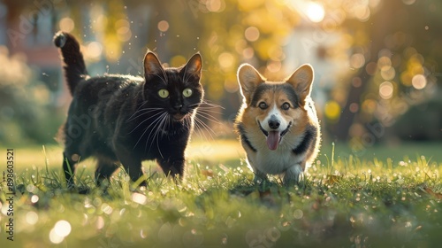 The Cat and the Corgi photo