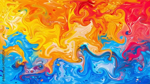 Vibrant abstract background featuring a liquid marble texture in a variety of vivid hues