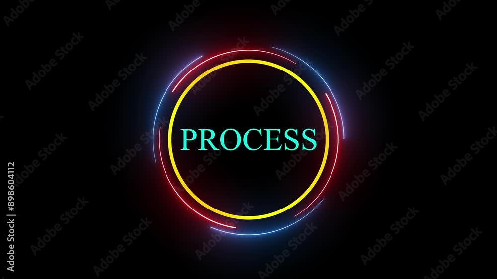 The word Process in circle on black background. Technology background. The word Process in circle on black background. Technology background.
