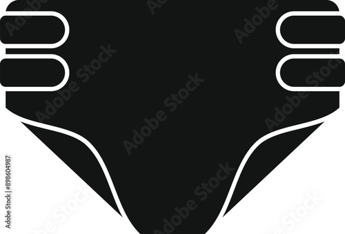 Simple black glyph representing an adult diaper, a product designed for managing incontinence