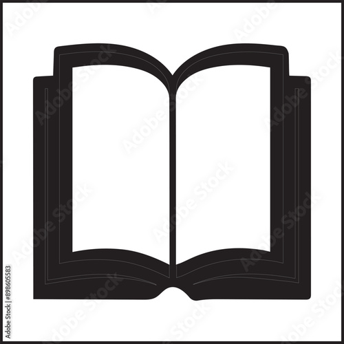 Black Book icon Simple book symbol pictogram  illustration, Cartoon open book and pages. Education concept. Line drawing. Opened books sign store logo. Flying pages. World book day.