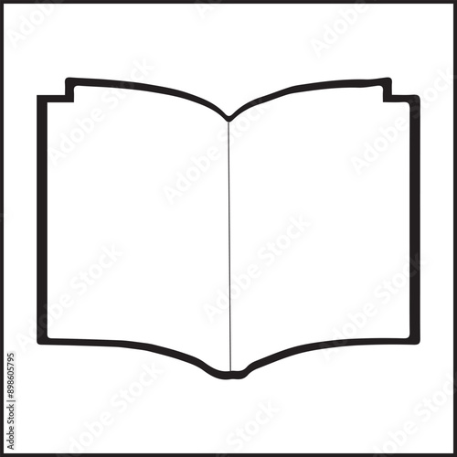 Black Book icon Simple book symbol pictogram  illustration, Cartoon open book and pages. Education concept. Line drawing. Opened books sign store logo. Flying pages. World book day.