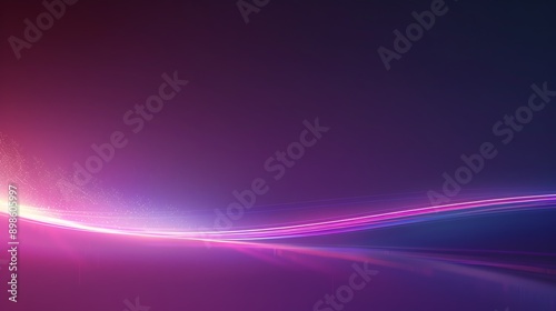 Glowing wavy lines and flowing particles create an abstract backdrop on a gradient surface