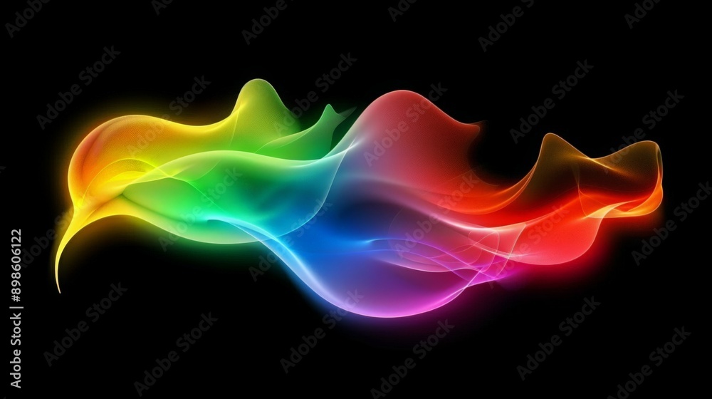 Colorful wave design element flowing on black background Colorful wave design element flowing on black background
