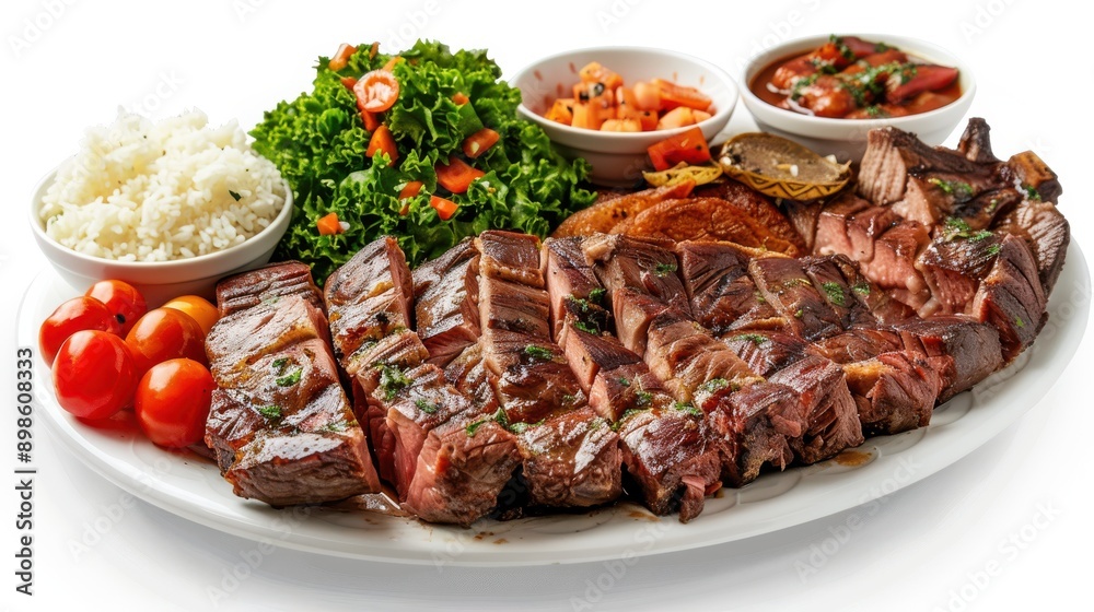 Picanha iReady to serve with side dishes on transparent background Picanha iReady to serve with side dishes on transparent background