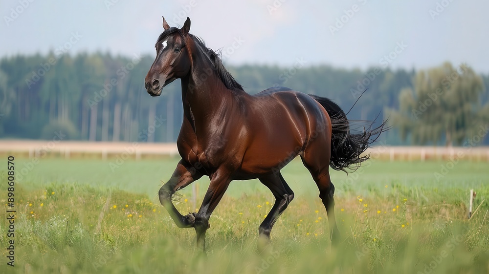 A beautiful horse running in a field A beautiful horse running in a field