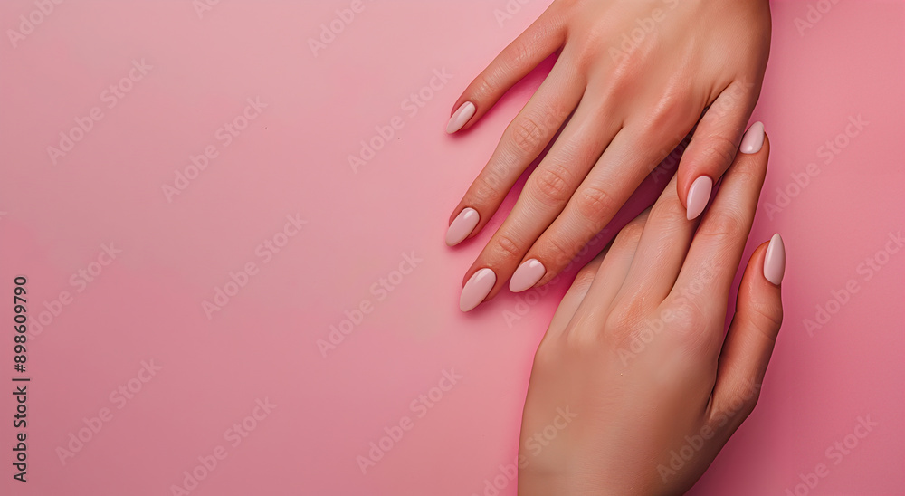 Fototapeta premium Minimalist short manicure, copy space.