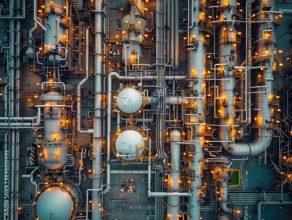 Aerial View of Massive Refinery Units and Processing Plants with Intricate Pipelines Aerial View of Massive Refinery Units and Processing Plants with Intricate Pipelines
